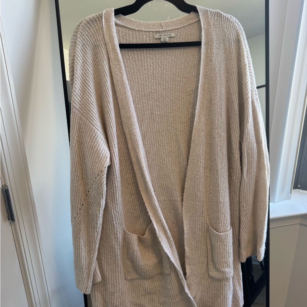 American Eagle Outfitters Cream Knit Cardigan